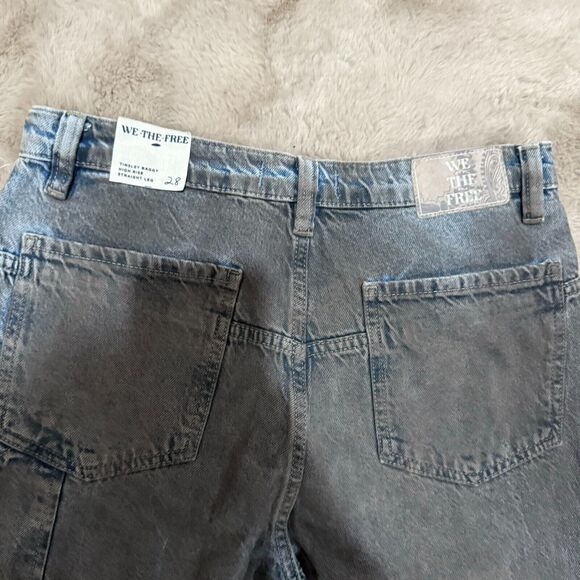 NWT Free People We The Free Tinsley Baggy High Rise Jean 28 Dark Gray Rinse Boho - Picture 13 of 16